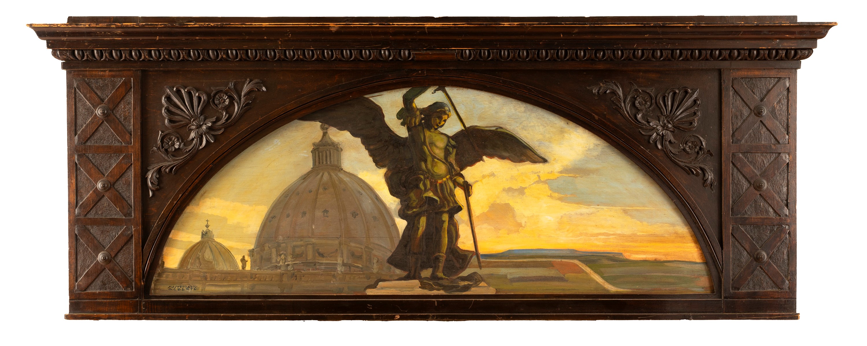 Alberto Mastrojanni - Lotto di Tre Sovraporta con Vedute dei Monumenti di Roma