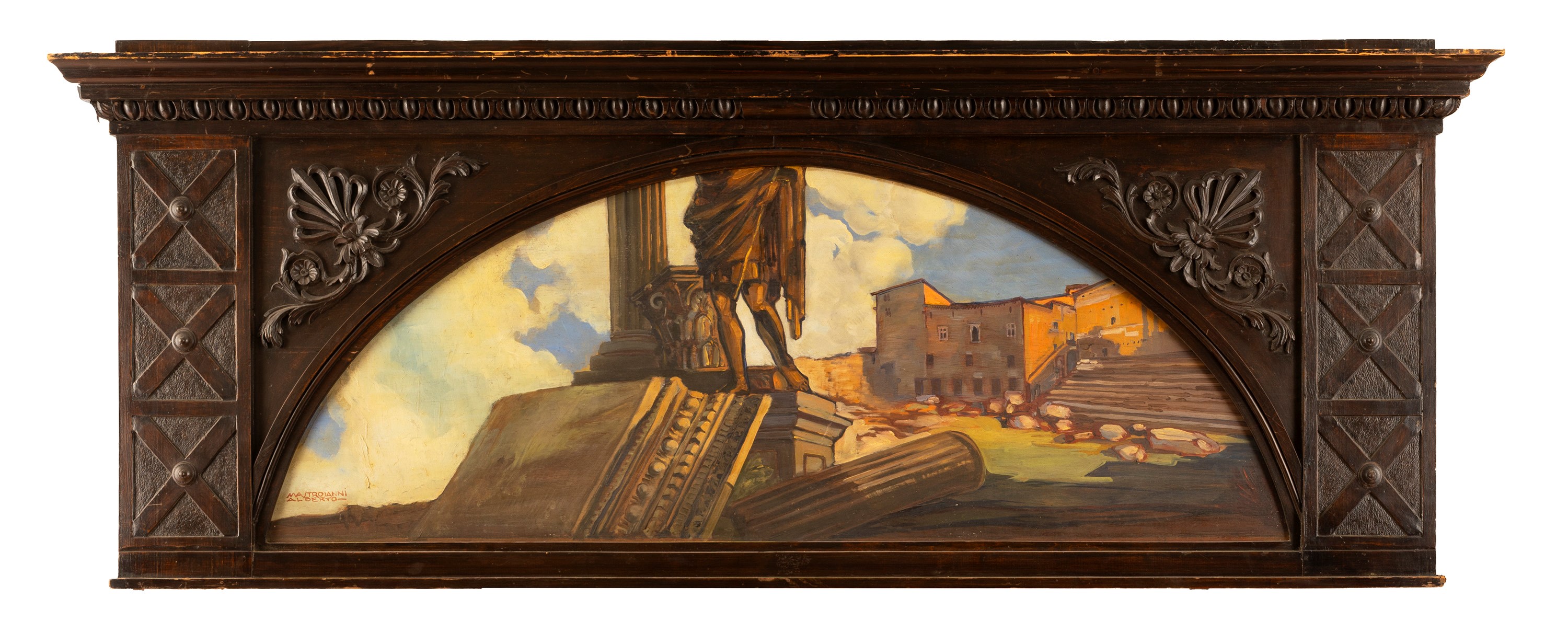 Alberto Mastrojanni - Lotto di Tre Sovraporta con Vedute dei Monumenti di Roma