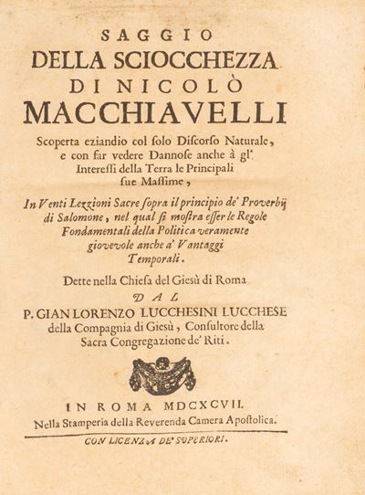 Saggio della Sciocchezza di Nicolò Machiavelli