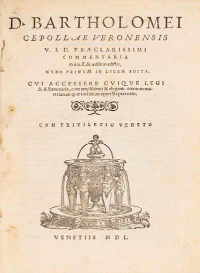 Commentaria in Tit.ff.de Aedilitio Edicto Nunc Primum in Lucem Edita
