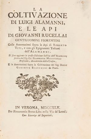 Alamanni, Luigi - La coltivazione di Luigi Alamanni e le api