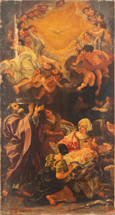 Autore sconosciuto, Nascita del Battista, olio su tela