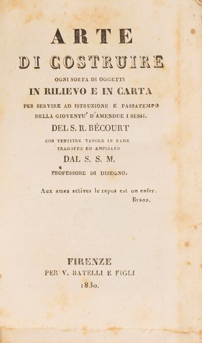 Arte di costruire oggetti in rilievo e in carta per istruzione e passatempo della gioventù, 1830