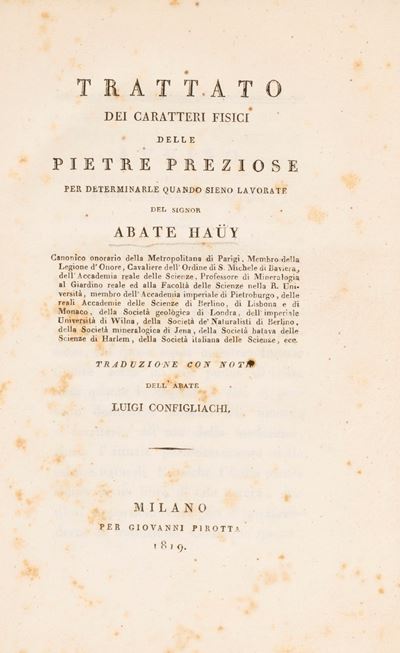 Haüy, Trattato dei caratteri fisici delle pietre preziose