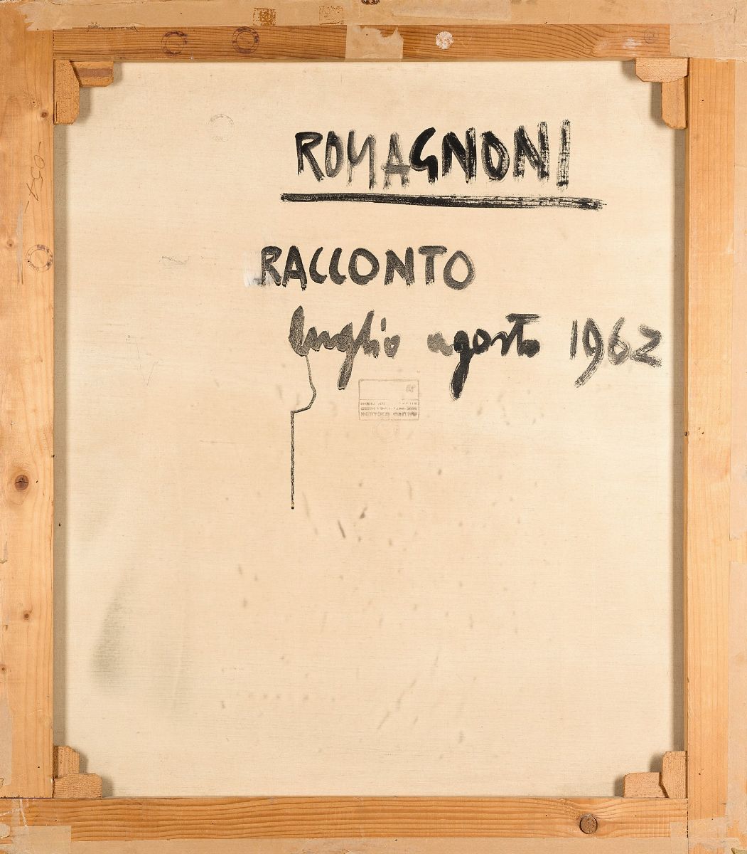 Bepi Romagnoni - Racconto, tecnica mista su carta applicata su tela