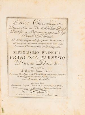 Series Chronologica Patriarcharum Ducus, Judicus, Regus, Pontificum, Postremorumque Regus Populi Hebraici