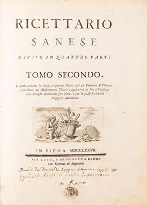 Ricettario Sanese diviso in quattro parti