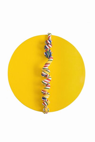 Amazzonia, tecnica mista su tavola, diam cm 40, 2001