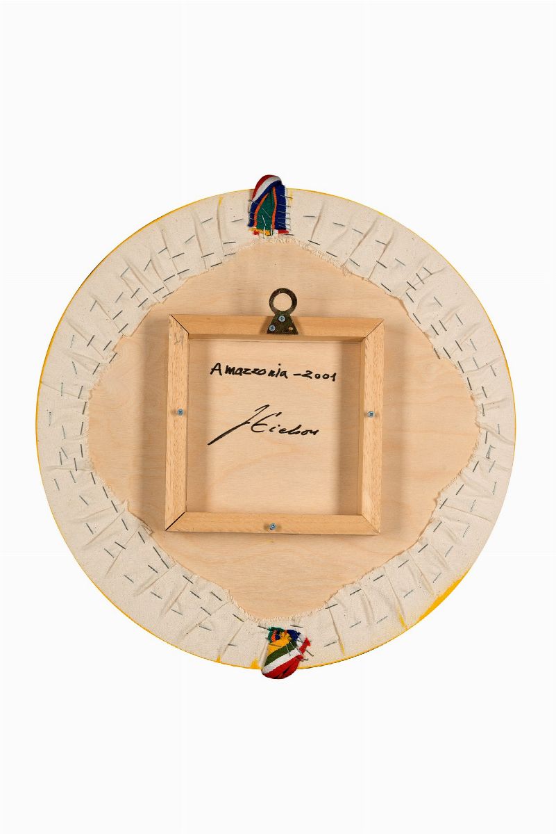 Jorge Eduardo Eielson - Amazzonia, tecnica mista su tavola, diam cm 40, 2001