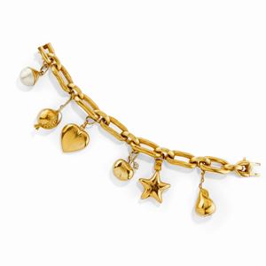 Bracciale charms in oro giallo 18K e perla mab&#232;
