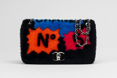 Borsa Pop Art N.5, shearling e pelle nera, 2014