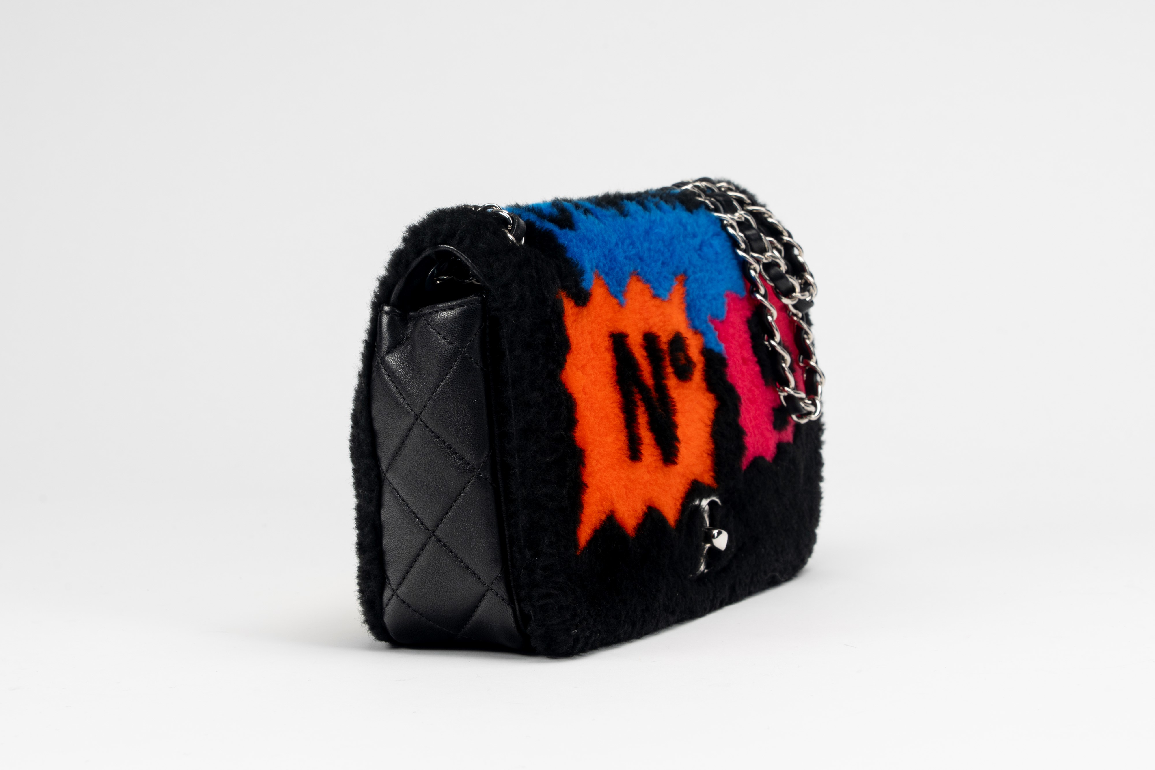Chanel - Borsa Pop Art N.5, shearling e pelle nera, 2014