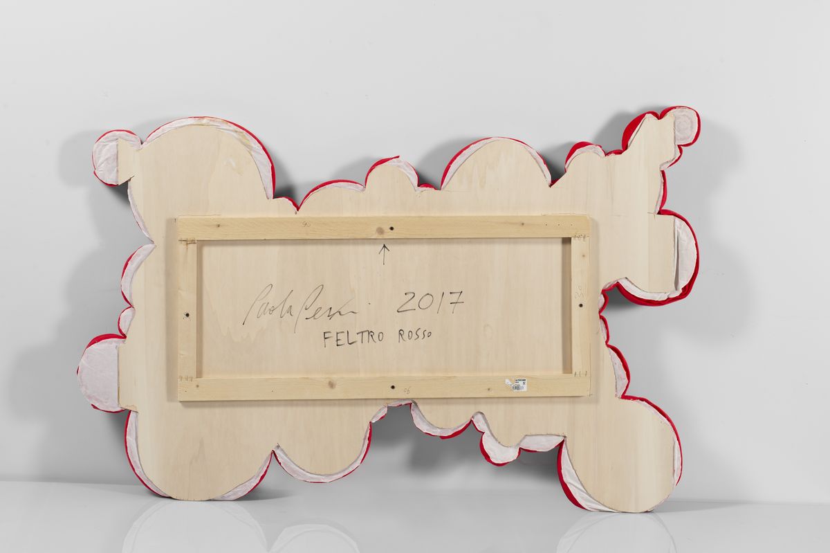 Paola Pezzi - Feltro rosso Ferrari, feltro su tavola