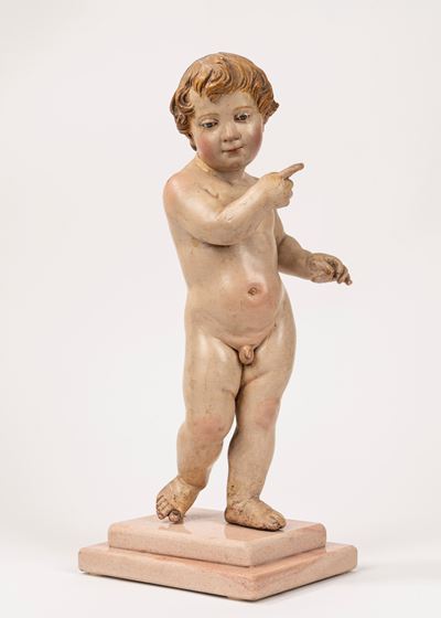 Gesù Bambino in Legno Intagliato e Laccato Policromo, Secolo XVIII