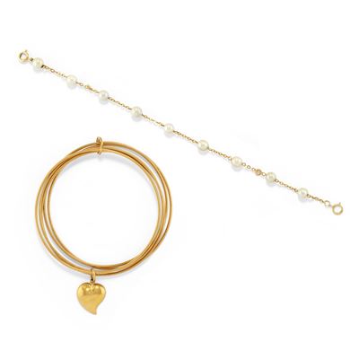 Due bracciali, oro giallo 18k