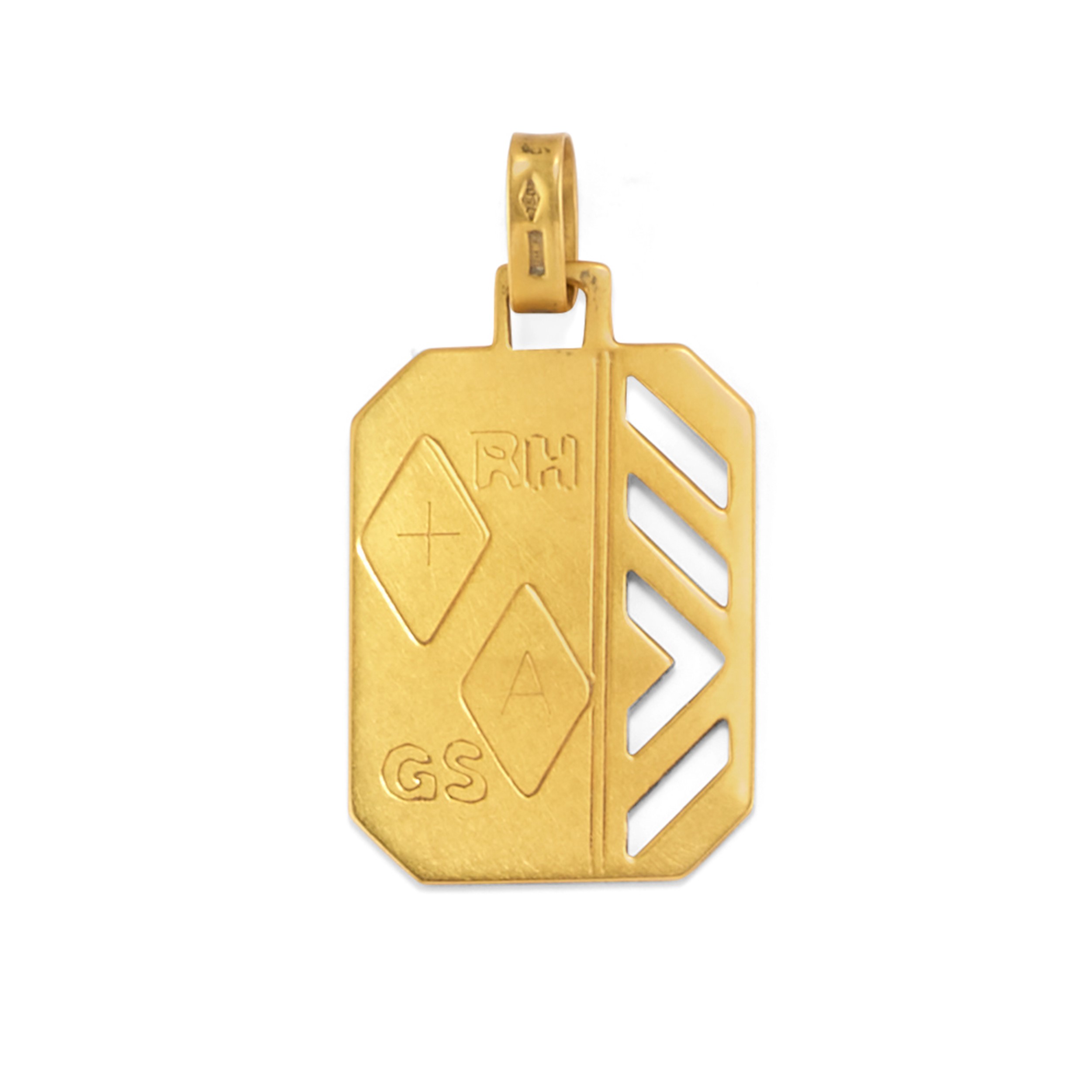 Otto pendenti in oro giallo 18k e metallo brunito