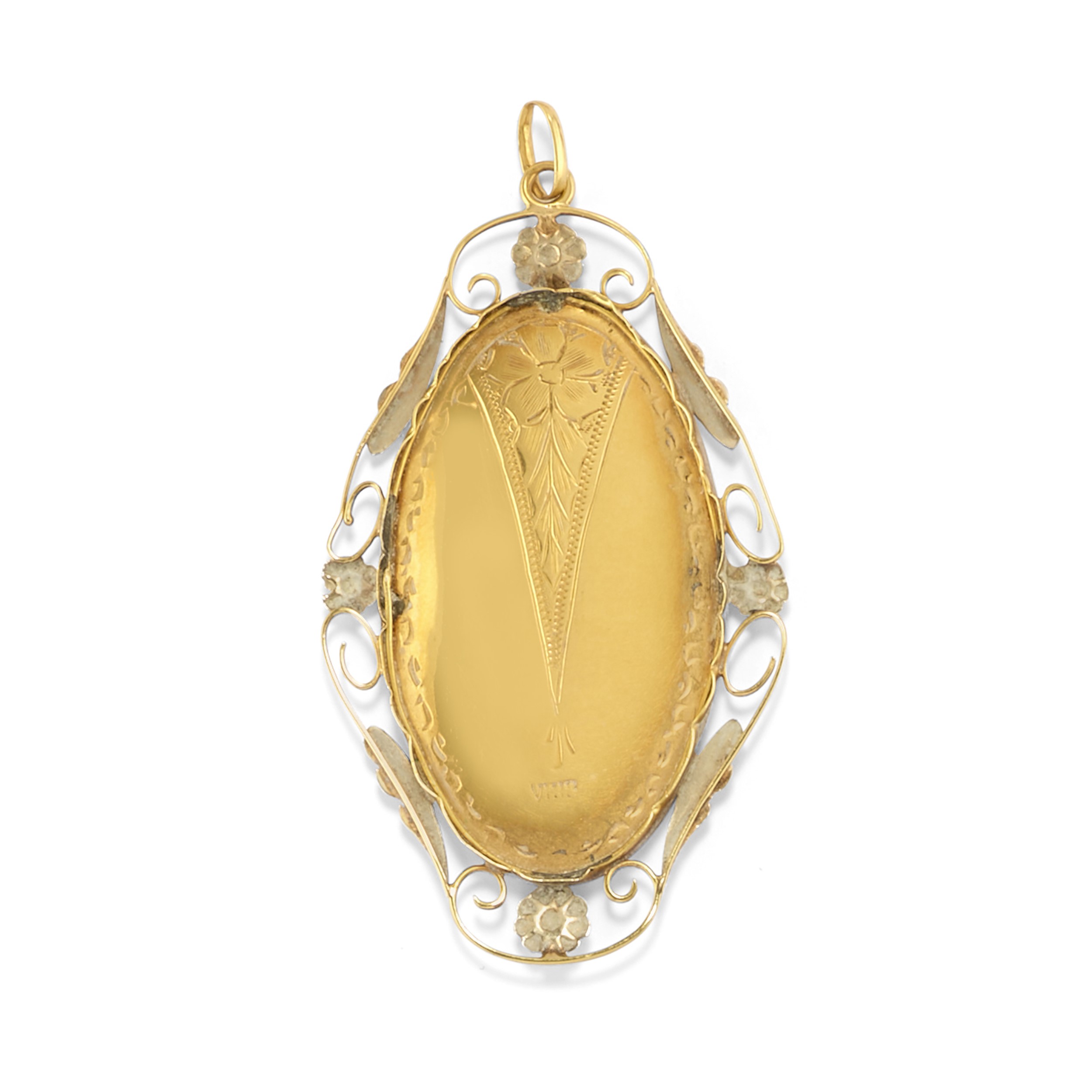 Otto pendenti in oro giallo 18k e metallo brunito