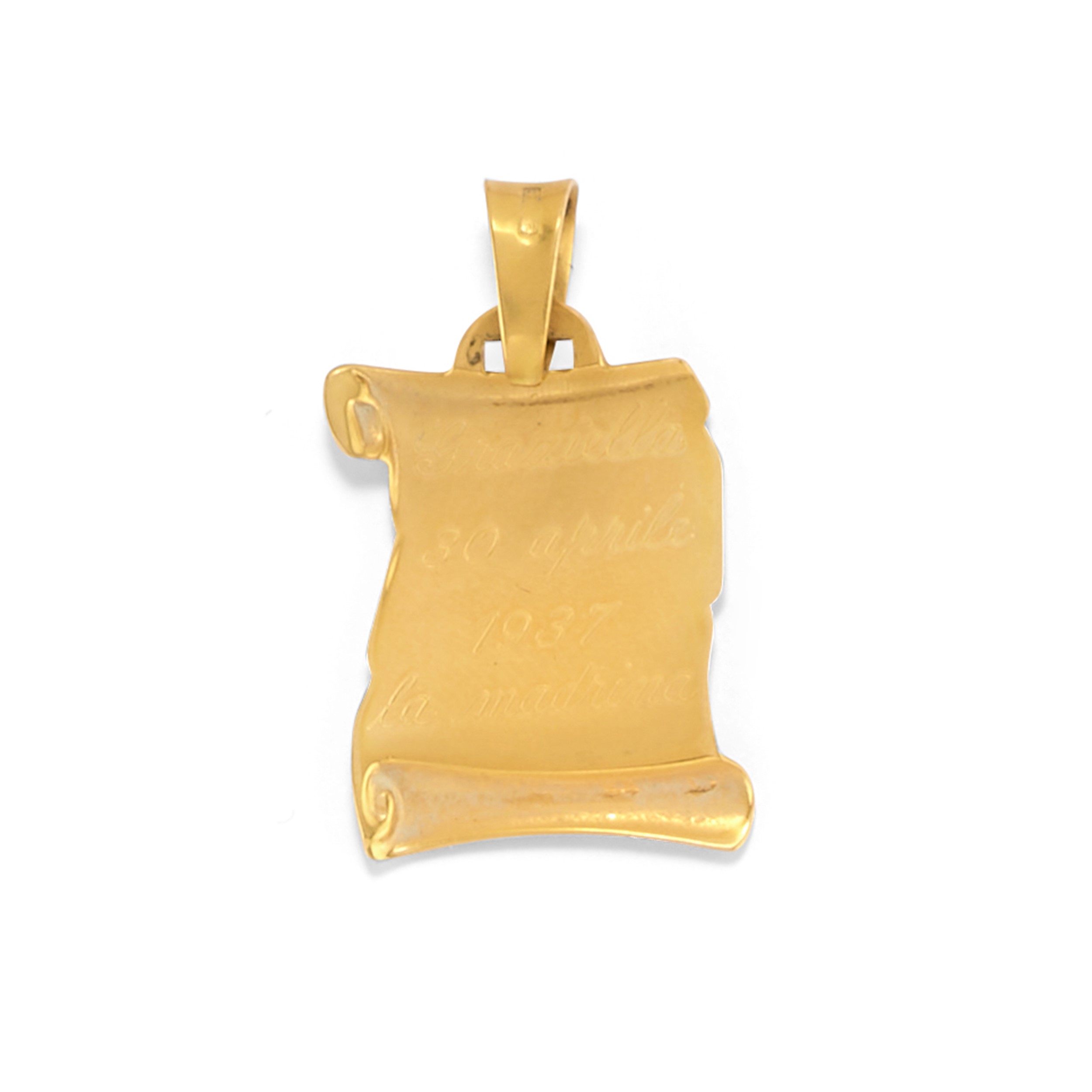Otto pendenti in oro giallo 18k e metallo brunito