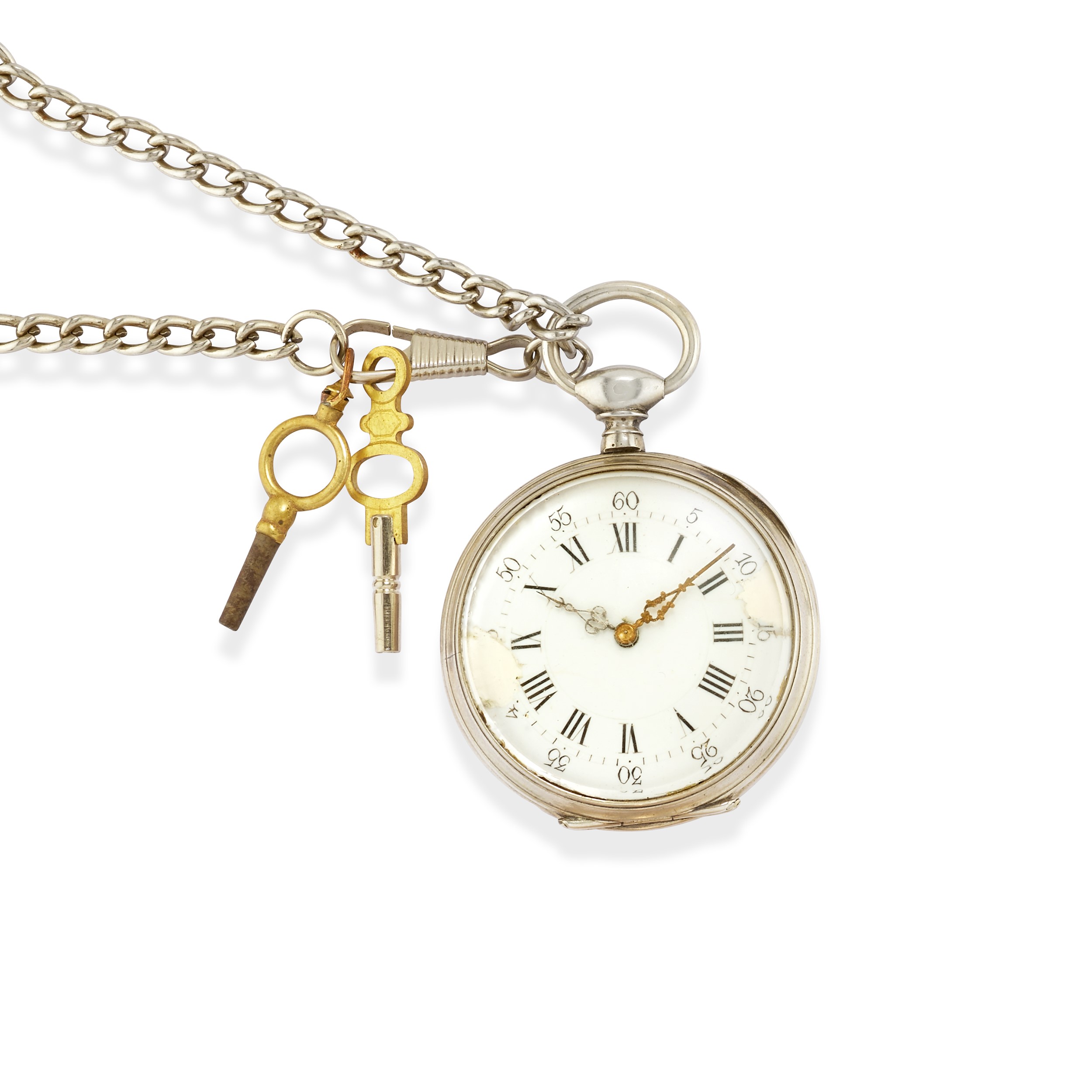 Due orologi da tasca, argento e metallo dorato, a carica manuale