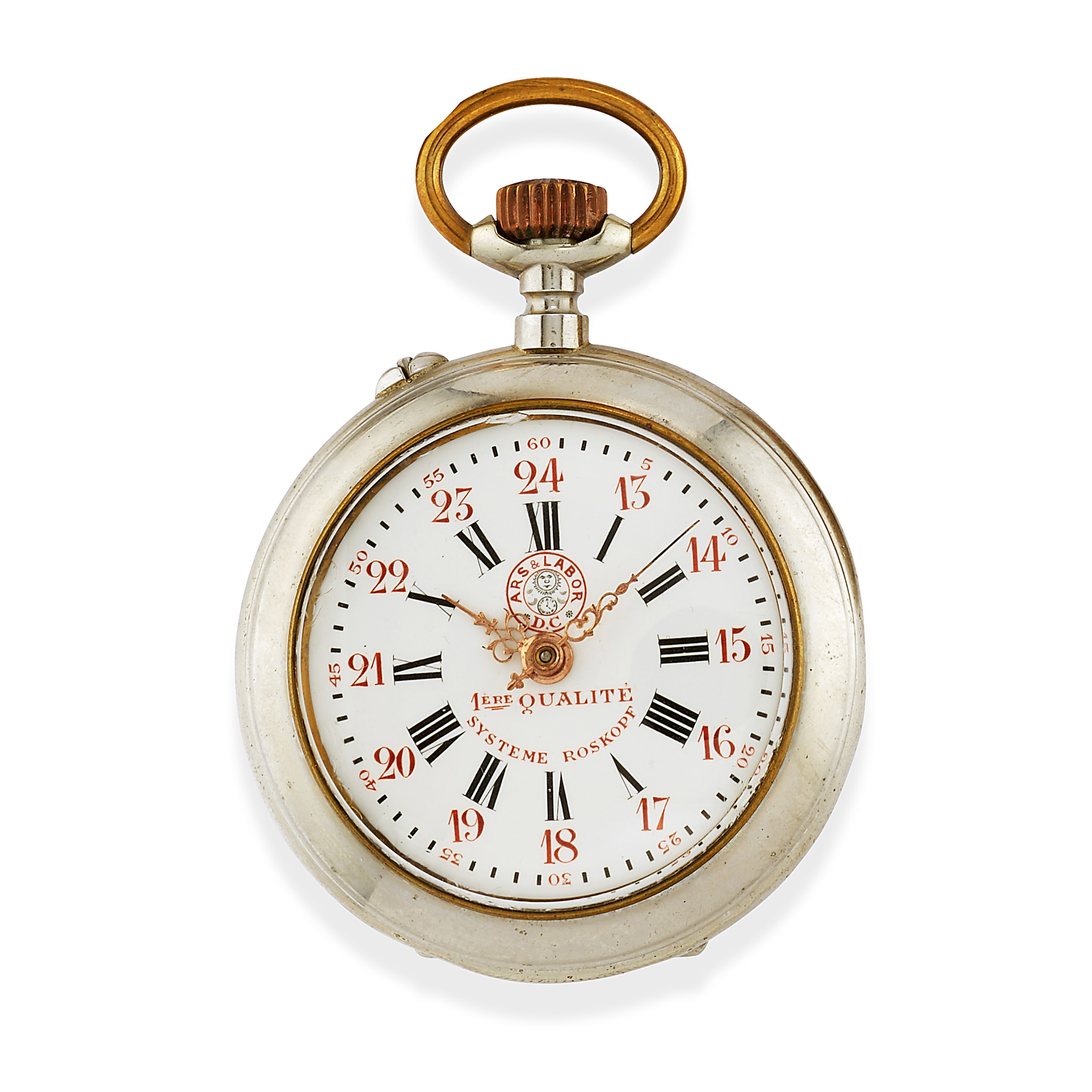 Sette orologi da tasca in acciaio e metallo dorato