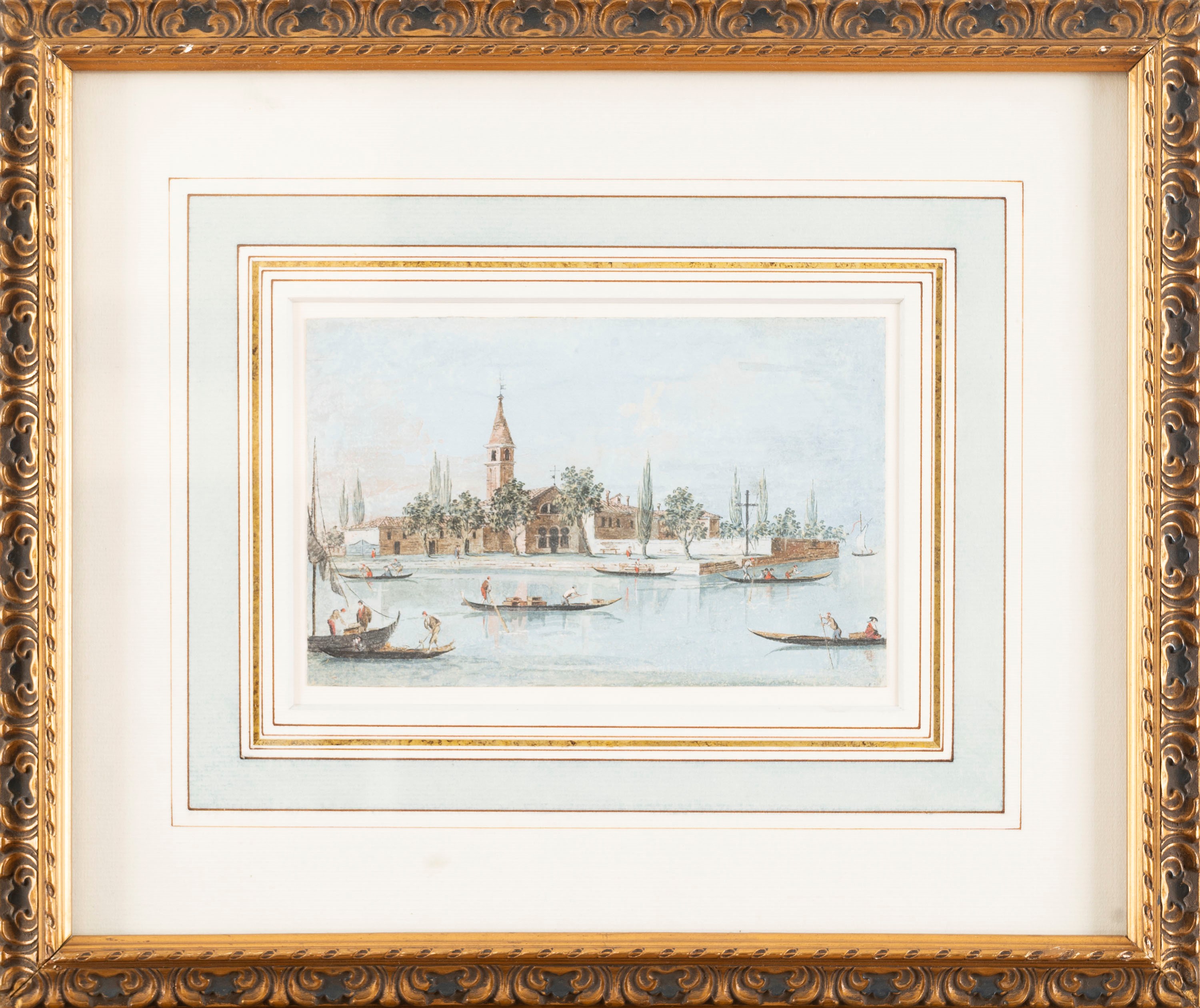 Giacomo Guardi - Venezia, Isola di San Francesco del deserto, penna e acquerello su carta