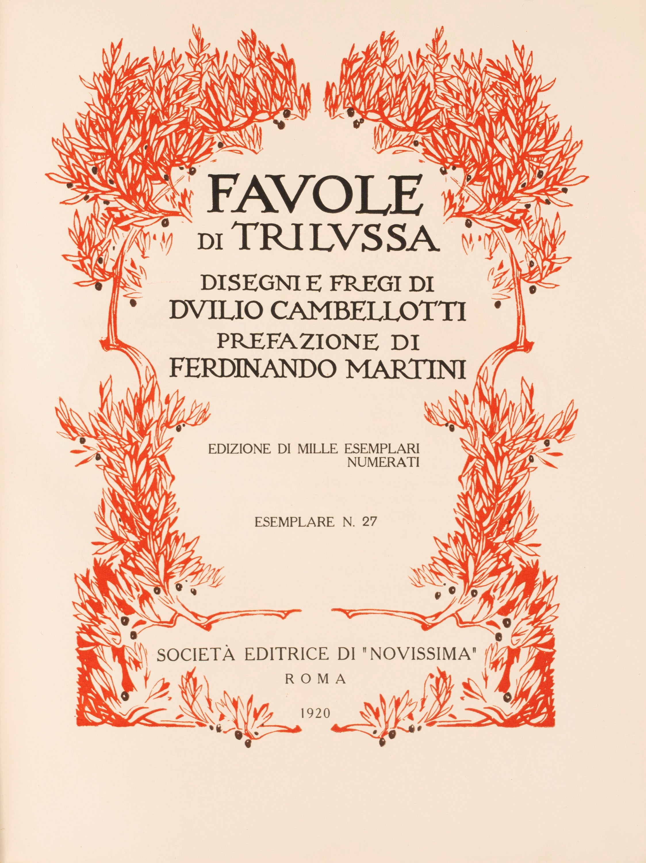 Trilussa [carlo Alberto Salustri] - Favole di Trilussa. Disegni e Fregi di Duilio Cambellotti.