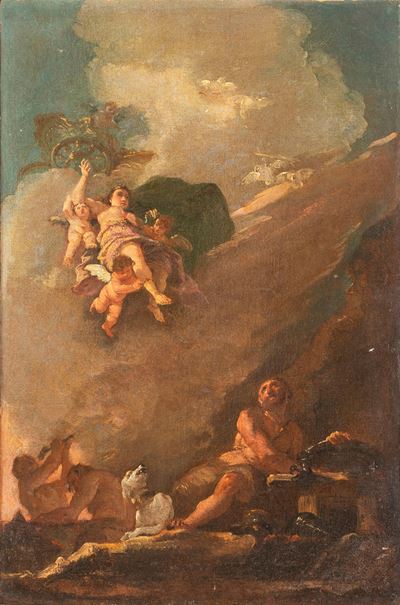 Autore non identificato, Venere nella fucina di Vulcano, olio su tela