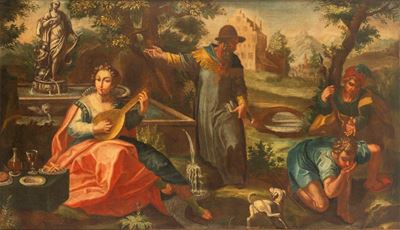 Scena Allegorica con Nobildonna che Suona il Liuto