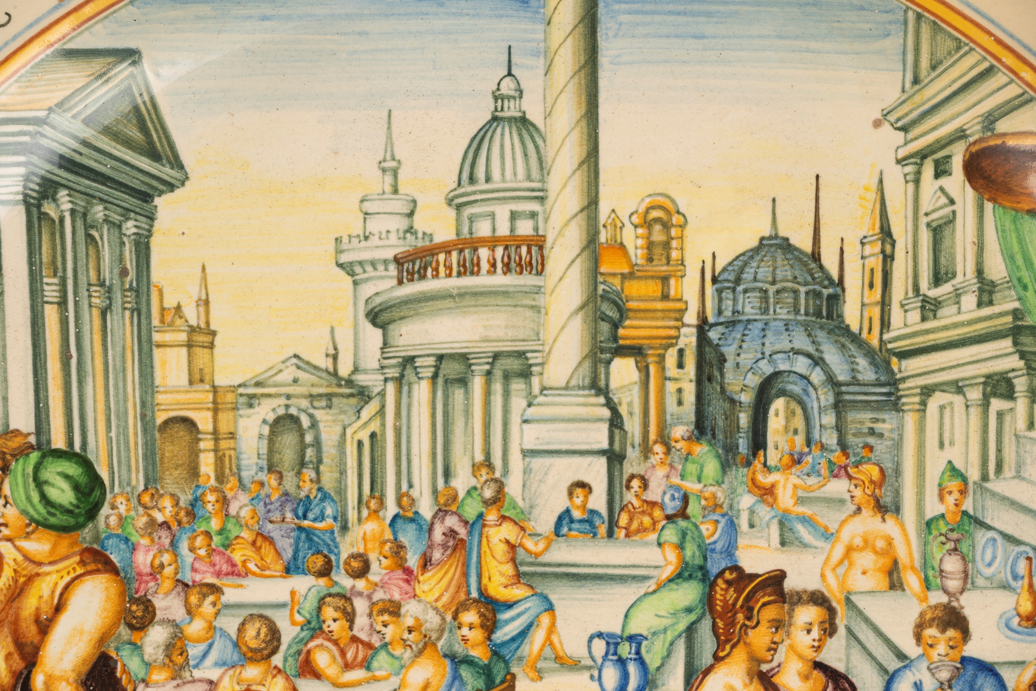 Molaroni Pesaro - Coppia di Piatti Istoriati in Maiolica, Secoli XIX-XX