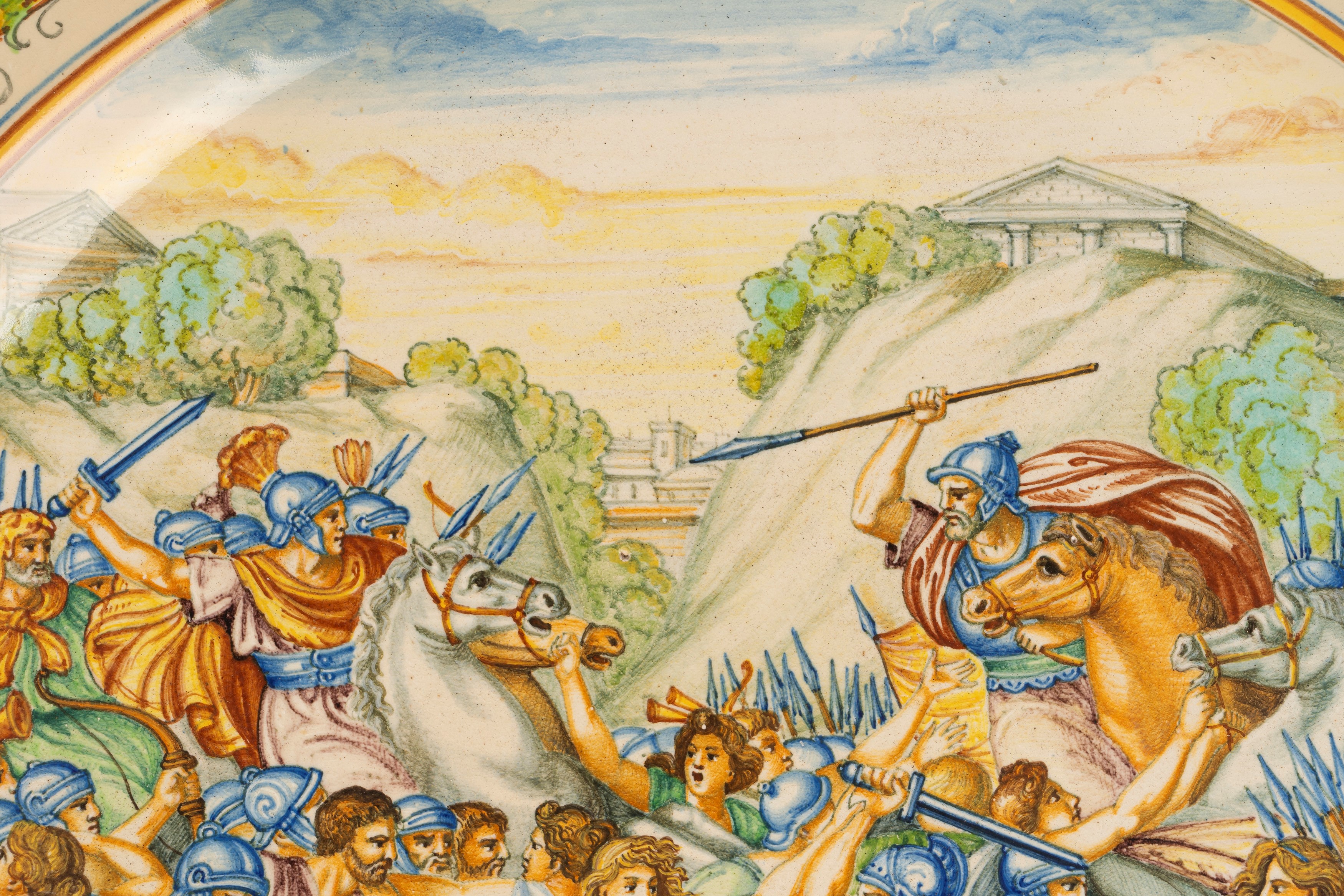 Molaroni Pesaro - Coppia di Piatti Istoriati in Maiolica, Secoli XIX-XX