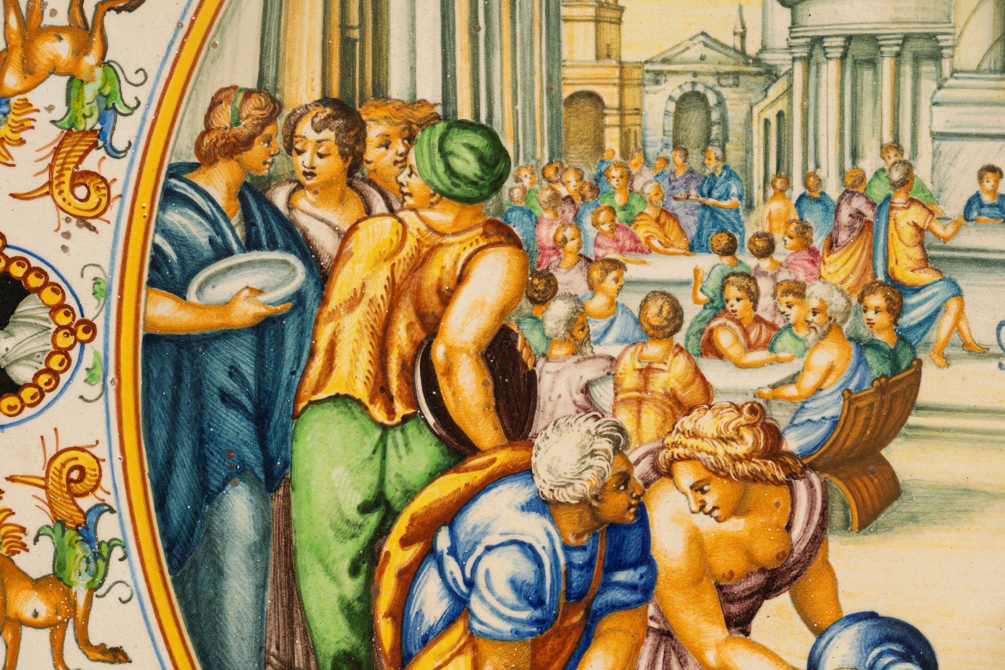 Molaroni Pesaro - Coppia di Piatti Istoriati in Maiolica, Secoli XIX-XX