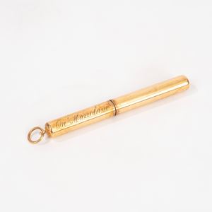 Penna stilografica placcata in oro, con pennino in oro 14k, secolo XX