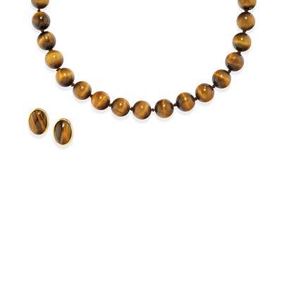 Demi-parure in oro giallo 18k con occhio di tigre