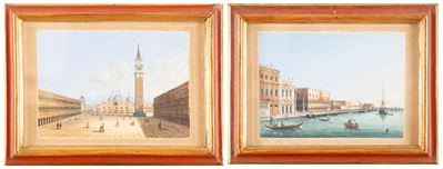 Gouache su carta, Venezia, Piazza San Marco e Venezia, Bacino di San Marco