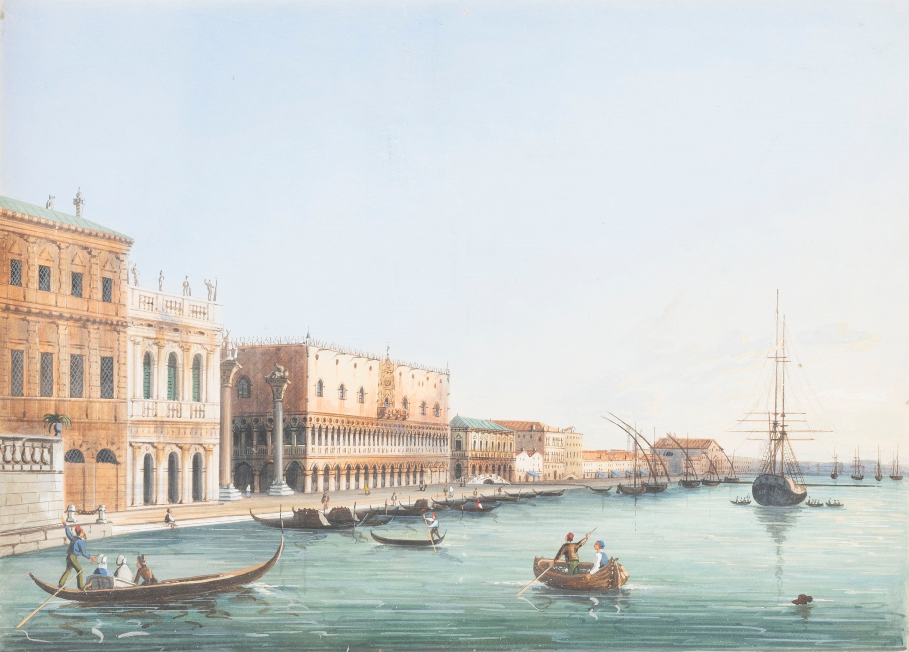 Scuola Veneta, Secolo XIX - Gouache su carta, Venezia, Piazza San Marco e Venezia, Bacino di San ...