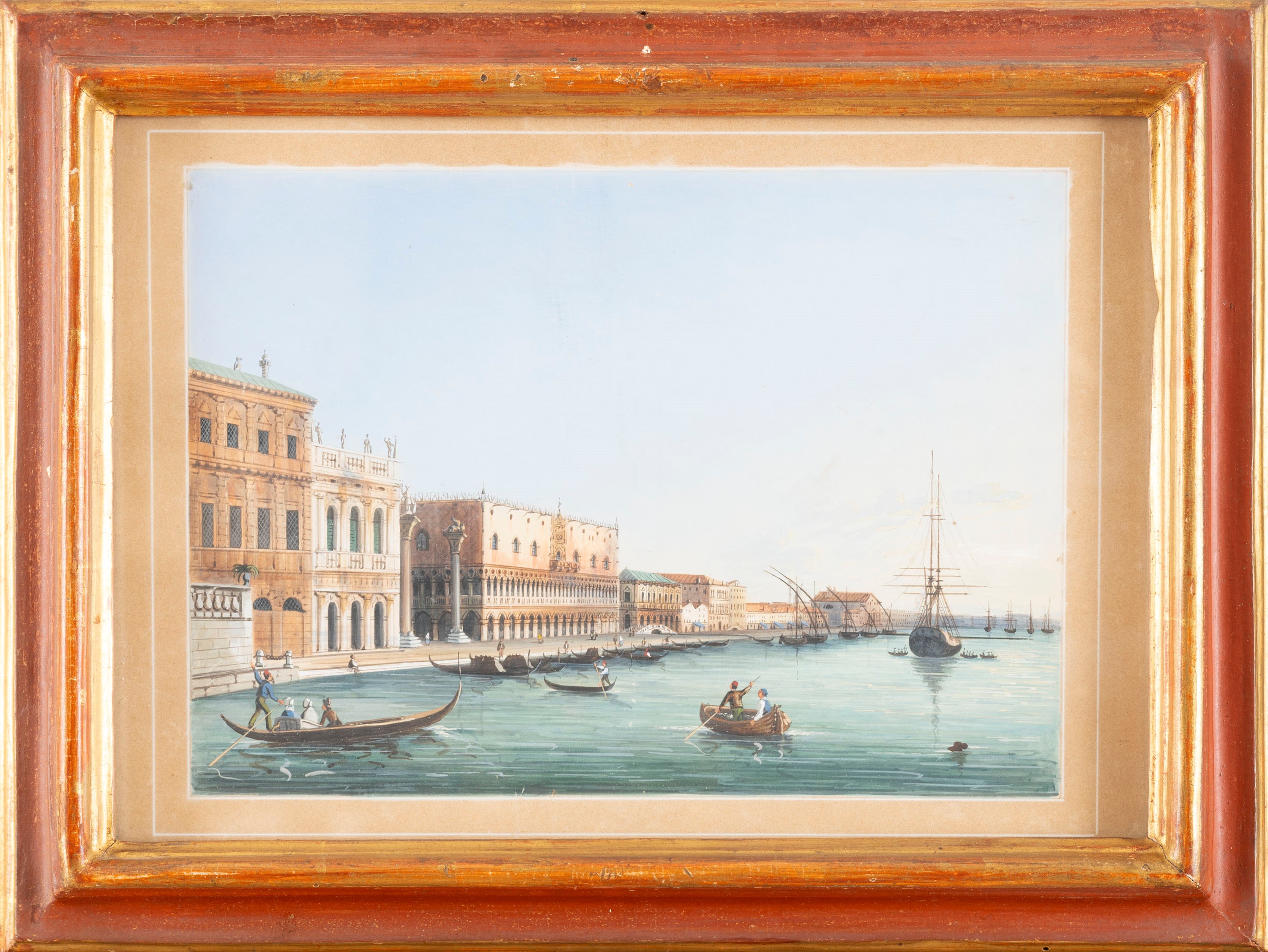 Scuola Veneta, Secolo XIX - Gouache su carta, Venezia, Piazza San Marco e Venezia, Bacino di San ...