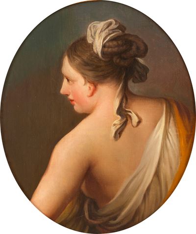 Scuola inglese, Giovane donna di spalle, olio su tela