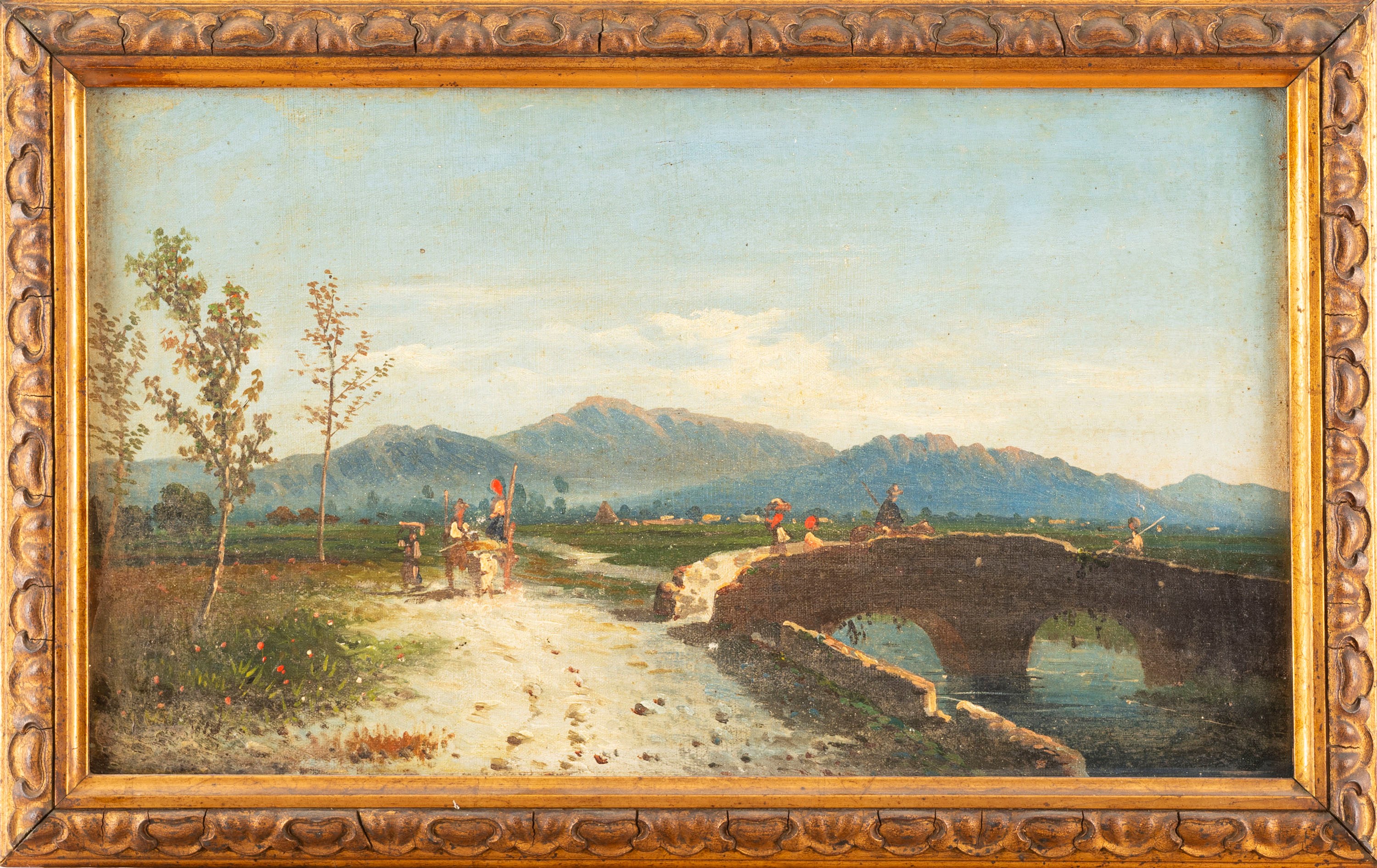 Scuola Italiana, Secolo XIX - Paesaggio con Strada e Ponte