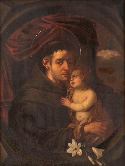 Autore ignoto, Sant'Antonio da Padova con il Bambino, olio su tela
