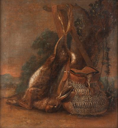 Autore non identificato, Cacciagione, olio su tela
