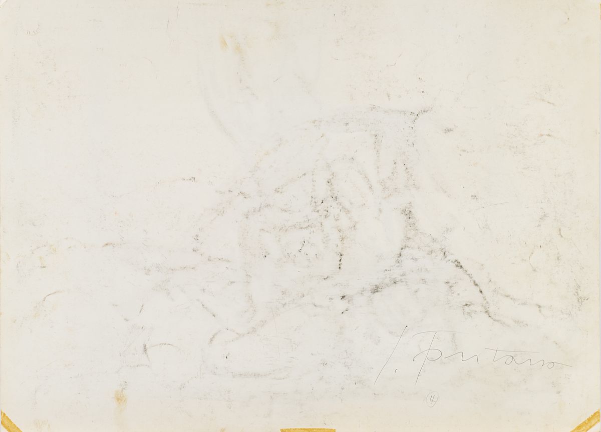 Lucio Fontana - Due nudi femminili, china nera e oro su carta