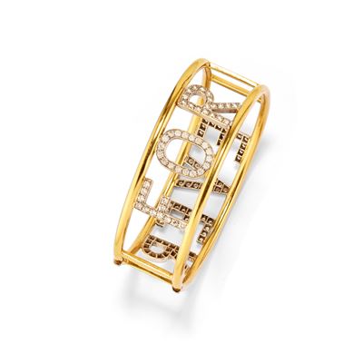 Bracciale in oro bicolore 18k con diamanti e scritta 'Forever'