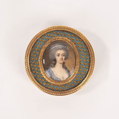 Tabacchiera con Miniatura Raffigurante Ritratto di Gentildonna e Montatura in Oro