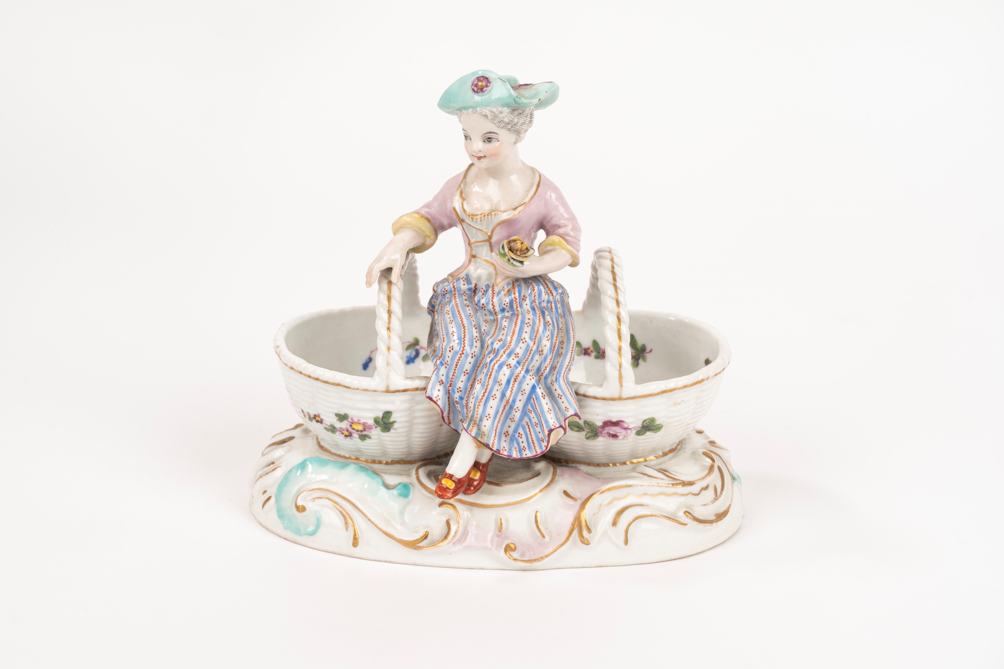 Saliera in porcellana policroma