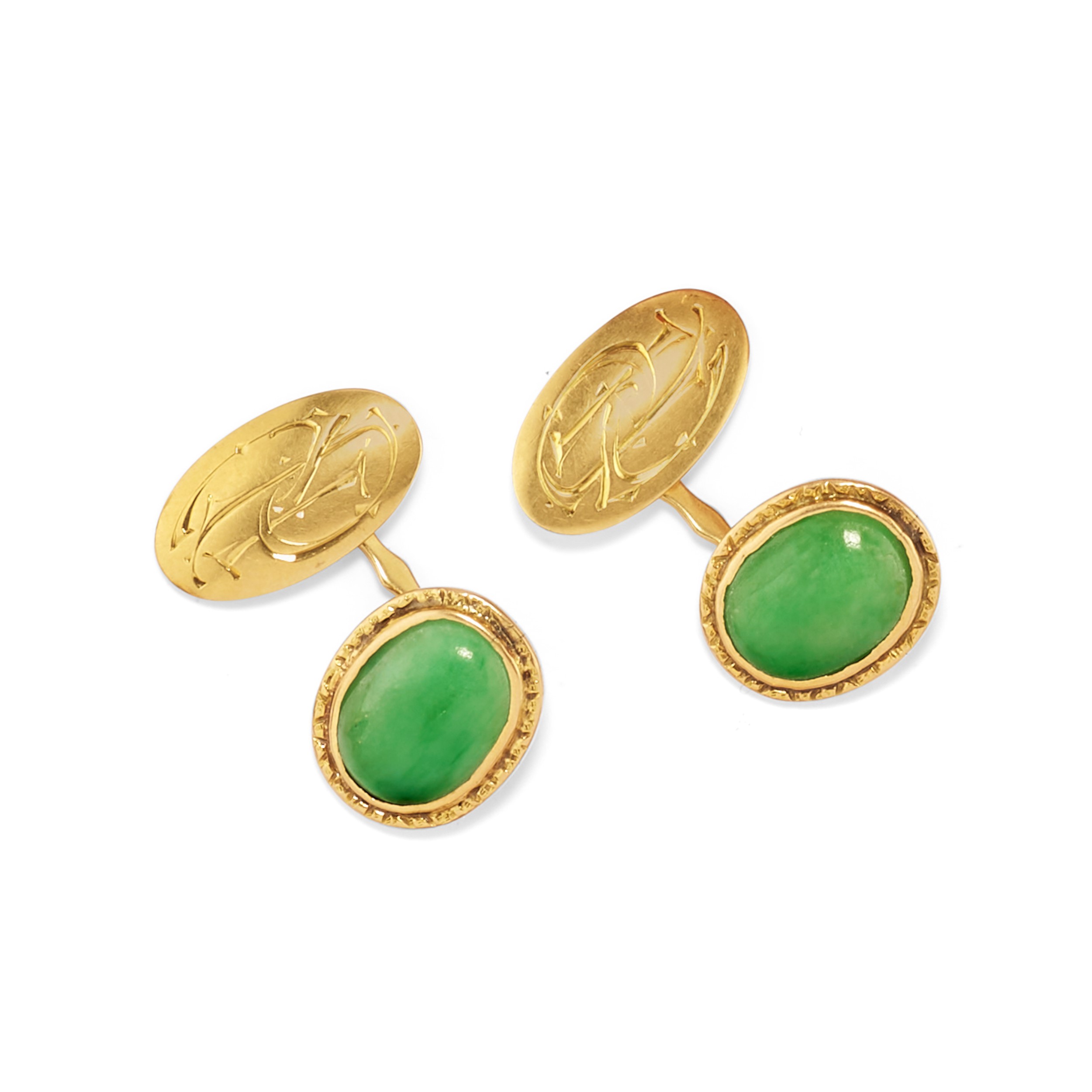 Cinque coppie di polsini in oro giallo 18k con pietre diverse