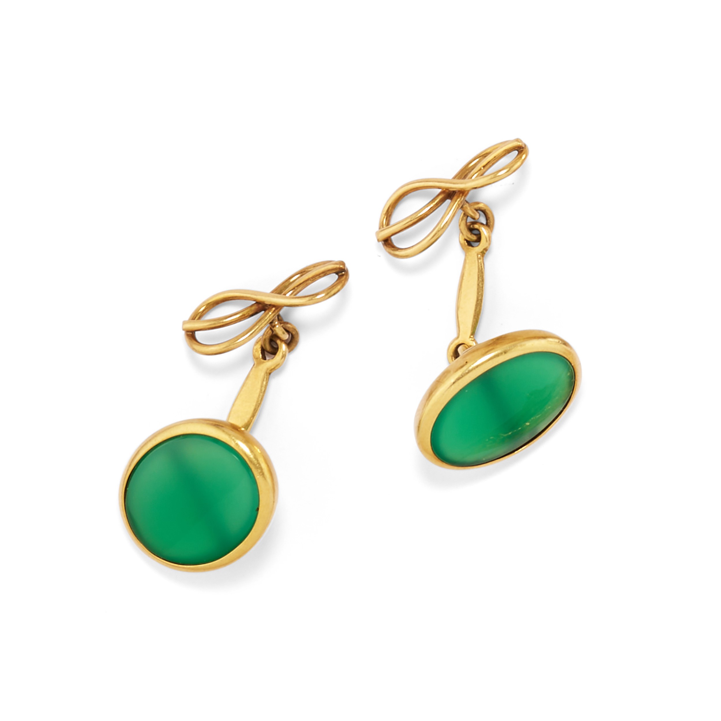 Cinque coppie di polsini in oro giallo 18k con pietre diverse