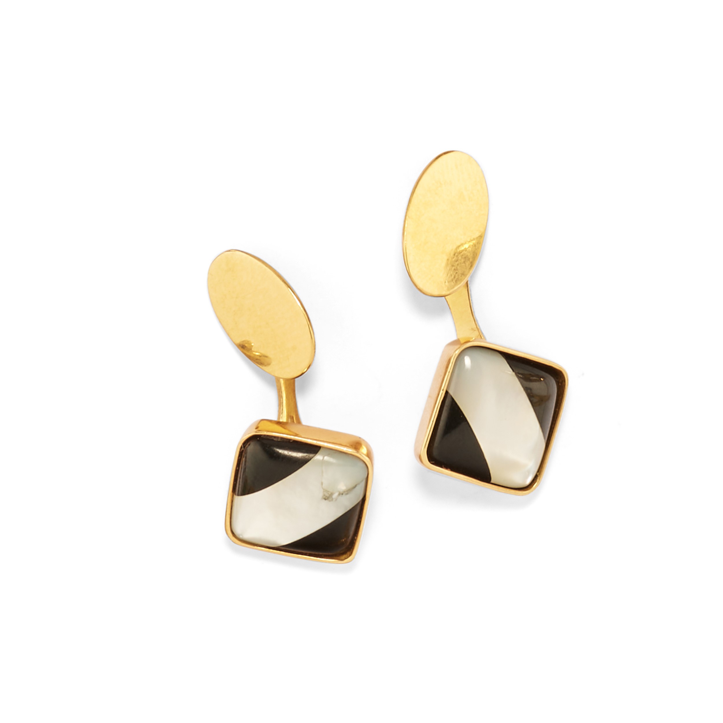 Cinque coppie di polsini in oro giallo 18k con pietre diverse