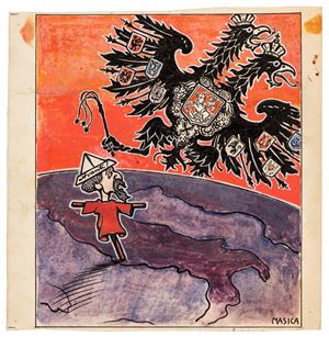 The scarecrow On. Ferri and the Austrian eagle