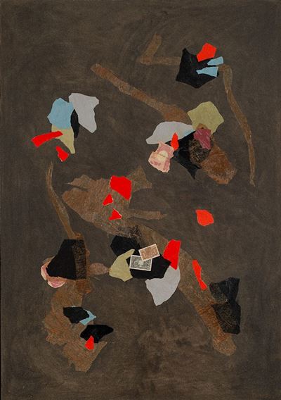 Lenzuolo di San Rocco, tecnica mista e collage su tela