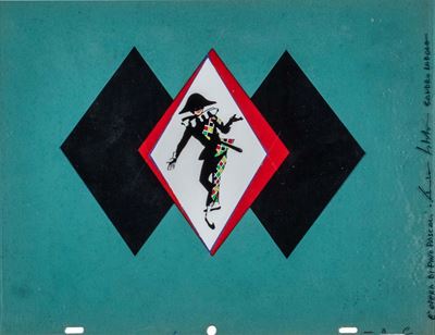 Pino Pascali, Arlecchino, tecnica mista su acetato e cartoncino, 1964
